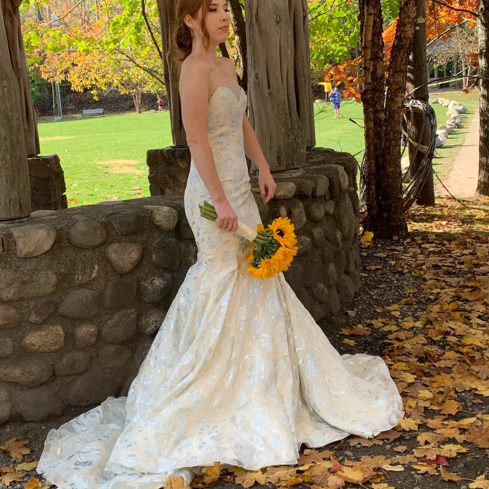 Elegant Strapless Floral Gown